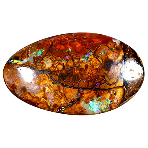 Opale boulder naturelle Koroit 3.34 ct poire cabochon multicolore 15x9mm pierre en vrac