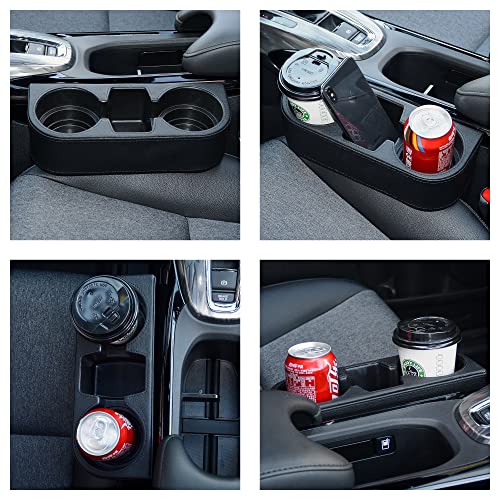 Image of Black Multifunctional Car Cup Holder Car Seat Organizer Gap Filler Bottle Phone Storage Organizer, Black Stitching
