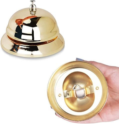 Miniatura 3 de jojofuny Campana de servicio dorada, campana de llamada de hierro, campana de escritorio creativa para clientes, escuelas de estudiantes,