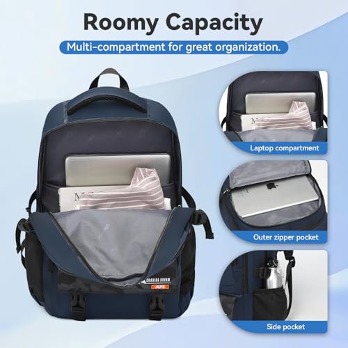 40L Large Capacity Travel Backpack for Men,Waterproof Outdoor Commuter Backpack with Multiple Compartments,Heavy-Duty Work Daypack for Hiking,Business or Daily Use,Fits 17.3 Inch Laptop(Navy Blue)2