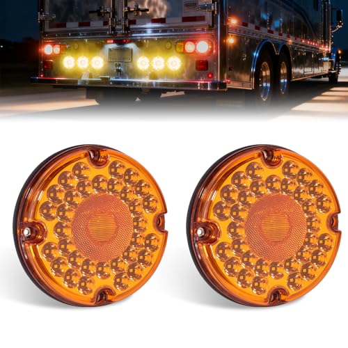 Image of 2PCS 7 inch 36 LED Round Trailer Tail Lights (Amber)