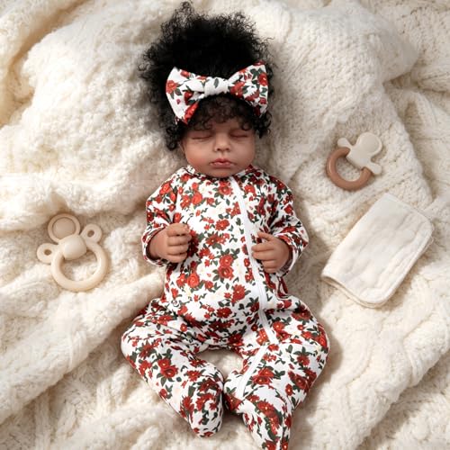 Muñeca Reborn Africana de 18 Pulgadas con Cuerpo de Tela miniatura 3