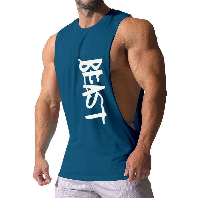 Men's Workout Tank Top Beast Gym Fitness Muscle Tee Cut Open Sides Sleeveless T-Shirt4