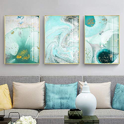 Toile peinture abstrait vert grand format pour habiller un mur vide de salon scandinave