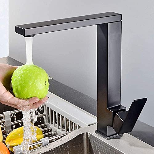 Robinet de cuisine noir en acier inoxydable 304 au design carré architectural - 4