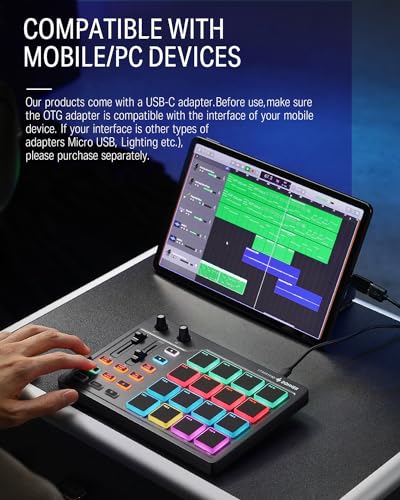 Donner MIDI Pad Beat Maker Machine Professional, Drum Machine with 16 Beat Pads, 2 Assignable Fader & Knobs and Music Production Software, USB MIDI Controller with 40 Courses, STARRYPAD - image 7