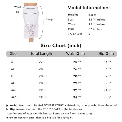 Subuteay Half Slips For Under Dresses Slip Skirt For Women Lace Trim Underskrit 28 32 Inches #TOP5