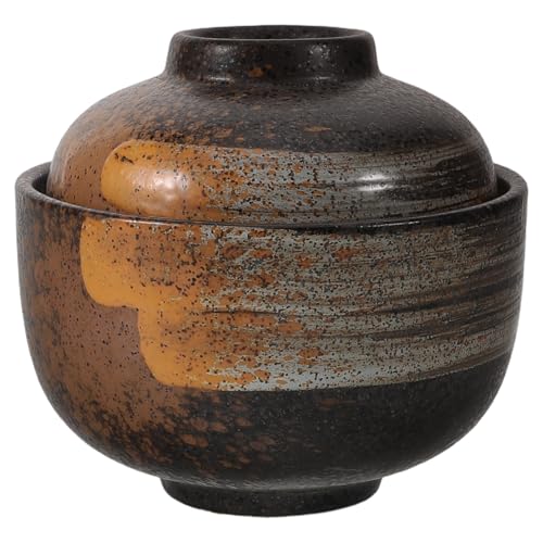 Alipis Ciotola Ceramica Giapponese Con Coperchio 4 Pollici Per Ramen Zuppe E Dessert Cottura a Vapore Sicura Per Uso Quotidiano E Microonde