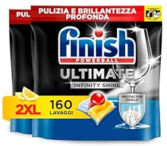 Finish Ultimate Infinity Shine Pastiglie Lavastoviglie, 80 Capsule Lavastoviglie al Limone, Pastiglie per Lavastoviglie contro lo Sporco e i Residui Incrostati (Confezione da 2)