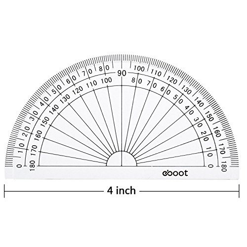 eBoot Winkelmesser, aus Kunststoff, Goniometer 180 Grad, 4 Zoll und 6 Zoll, hell, 2 Stück