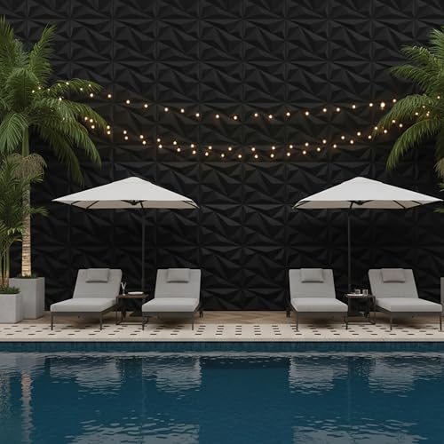 Image of Kayra Decor Wall Panels for Bedroom Alps Design Black Color 19.7 inch x 19.7 inch (Pack of 40) - Covers 107.80 Sq. Ft.