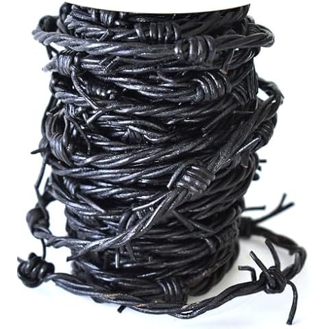 Black Fake Barbed Wire 3 Strand Braid of 1.8mm Round Leather Cord, 10 Meter (32.8 feet) by Greek Crafts Cover