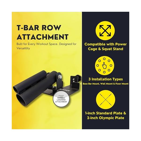 HulkFit T Bar Row Platform Attachment Accessory 360 Degree Swivel Action for Sport, Pro, and Elite Power Cage Squat Rack, Black - Image 2