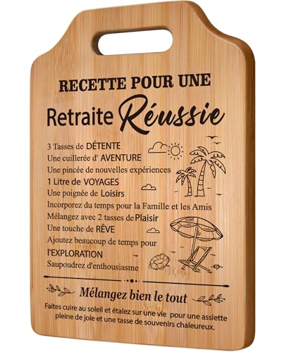 Gleevara Cadeau Retraite Femme Homme, Planche à Découper en Bambou Raffinée, Cadeau Retraite Femme Unique, Cadeaux Retraite pour Enseignants, Infirmières