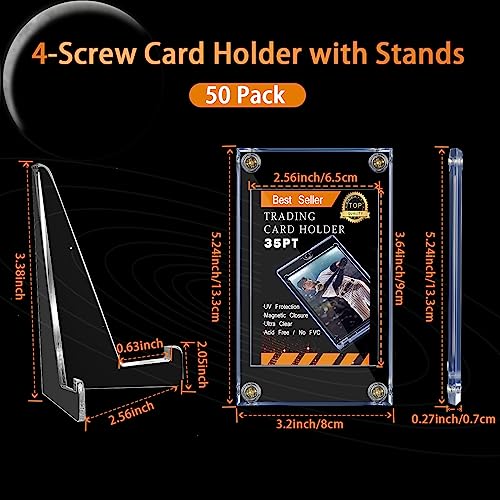 Protecteurs de cartes 35 PT avec présentoirs acrylique Jetec pour baseball et football x50