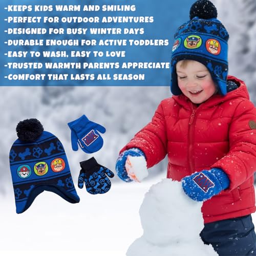 Image of Nickelodeon Boys Paw Patrol Winter Hat, 2 Pair Gloves or Mittens (Toddler /Little Boys)