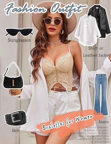 Image of Avidlove Lace Bralettes for Women Y2k Camisole Lingerie Adjustable Strap Crop Top