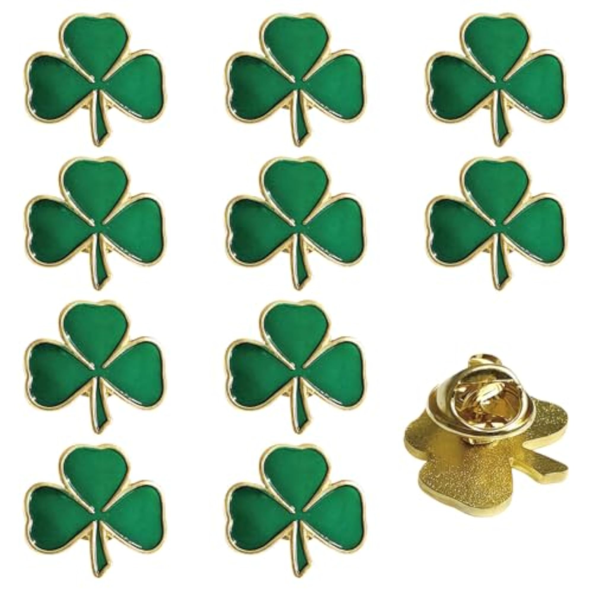 St. Patrick's Day Shamrock Lapel Pins, Good Luck Brooches