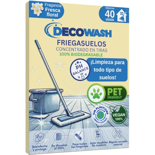 Friegasuelos Concentrado en Tiras (Máximo 40 usos) - Limpieza Ecológica para Mascotas | Limpiador Parquet y Suelos Porcelánicos | Sin Plásticos y 100% Biodegradable