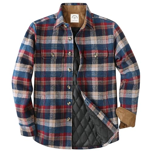 Image of Dubinik Mens Shacket Flannel Shirt for Men Lightweight Jacket Casual Plaid Coat with Warm Lining Long Sleeve Button