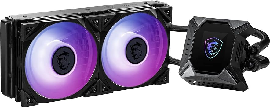 MSI MPG CoreLiquid K240 - AIO CPU Liquid Cooler - 2.4 LCD Screen - 240mm Radiator - Dual 120mm ARGB PWM Fans