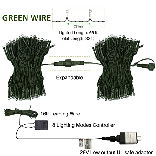 image for Twinkle Star 66ft 200 LED Christmas Tree String Lights UL Safe Certifi