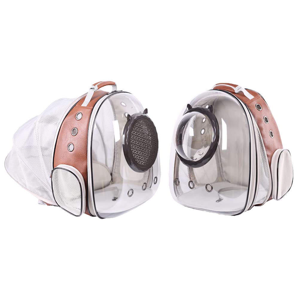 Expandable Cat Carrier Backpack, Backpack for Cats Kitten Small Puppy, Airline Approved Cat Bubble Backpack, Space Capsule Astronaut Carrier (Brown, Front Extension) - image 5
