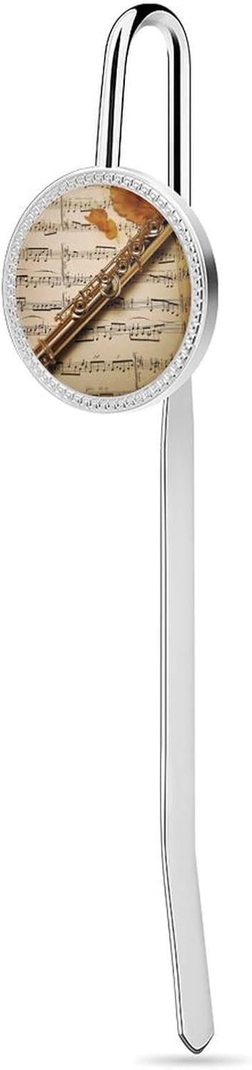Stainless Steel Book Mark Metal Bookmark Flute Music Personalized Bookmarks Funny Bookmarks Hook Book Clip Reading Supplies for Bookworm Bookmates Book Lovers Gift 1.2"