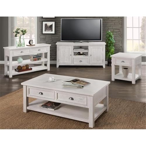 Pemberly Row PR-4753-1971244 Contemporary Solid Wood End Table White And Gray thumb #1