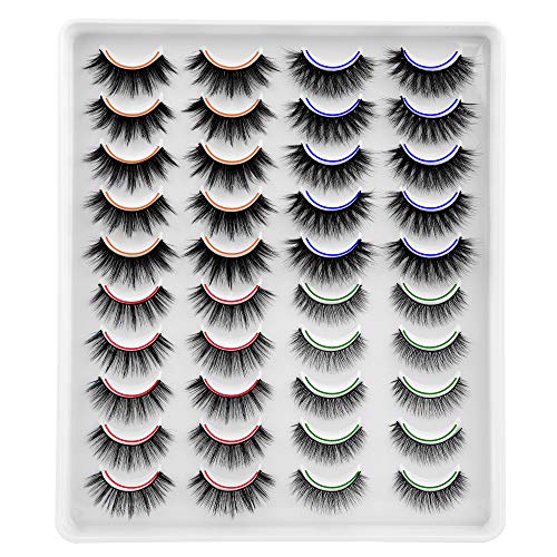 False Eyelashes, 20 Pairs 4 Styles Fake Eyelashes Strip Winifred Natural Volume Handmade Faux Mink Lashes