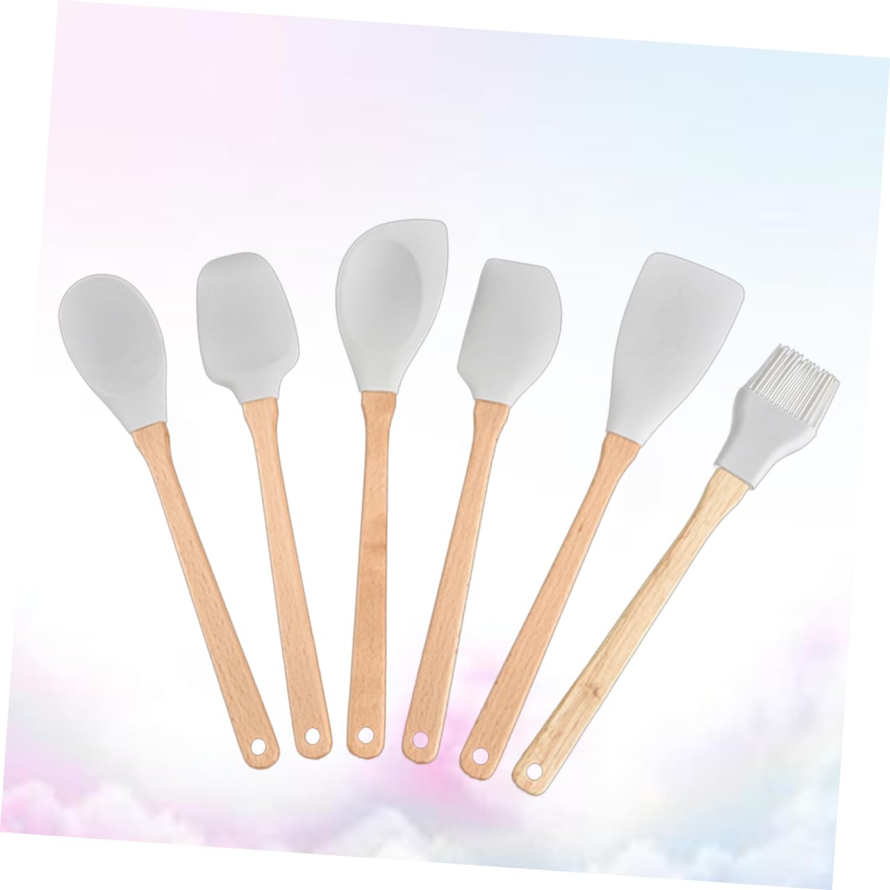 Cabilock Set Di 6 Pentole Utensili Da Cucina Utensili Da Cucina Utensili Da Cucina In Legno Antiaderente Bambù Grigio