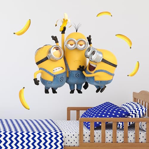 Despicable Me Minions Wall Decals - Bob Kevin Stuart Bananas Vinyl Wall Stickers Bedroom Decorations - Peel and Stick Room Decor