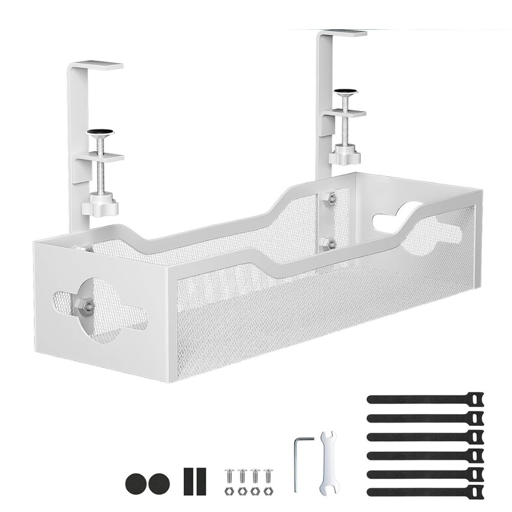 Adjustable Clamp Desk Cable Tray Cable Management Punmoy Under Desk 25. ...