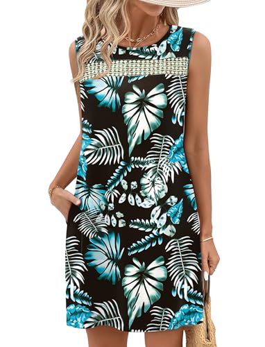 Image of WIHOLL Summer Dresses for Women 2026 Beach Vacation Spring Fashion Clothing Lace Mini Tank Dress with Pockets
