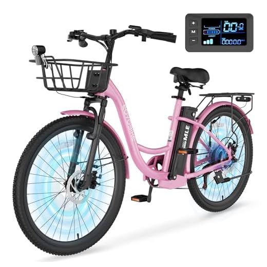 MOONCOOL Electric Bike for Adults, 700W Peak Power 7 Speed Step Through Electric Cruiser Bike, 40 Miles Electric Bicycle with 36V 10.4Ah Battery, Aluminum Frame City Commuter E Bikes for Women, Men