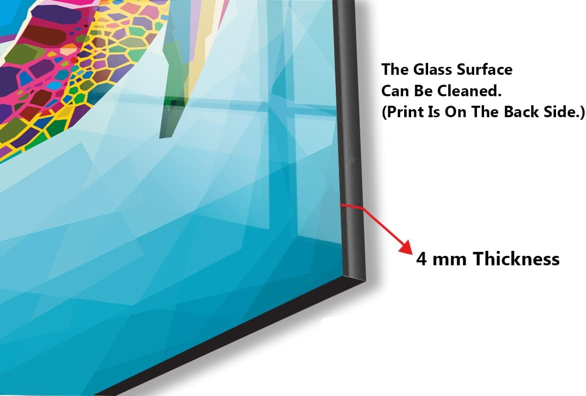 Myphotostation Sea Turtle Tempered Glass Backsplash 23.5Wx12H'' Blue Water Ocean Splashback for Kitchen Decor Bathroom Wall Protector Stove Backsplash Panel Tile Glass Cooker Splashback