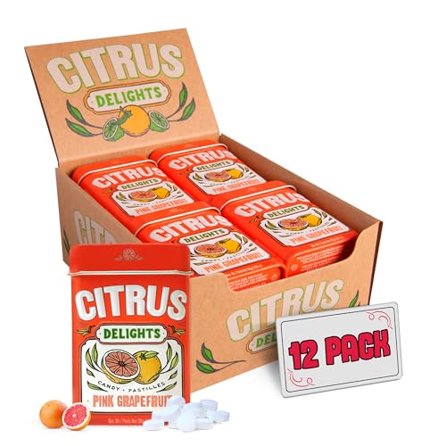 Citrus Delights Pink Grapefruit Candy – 30 Count Tin (Pack