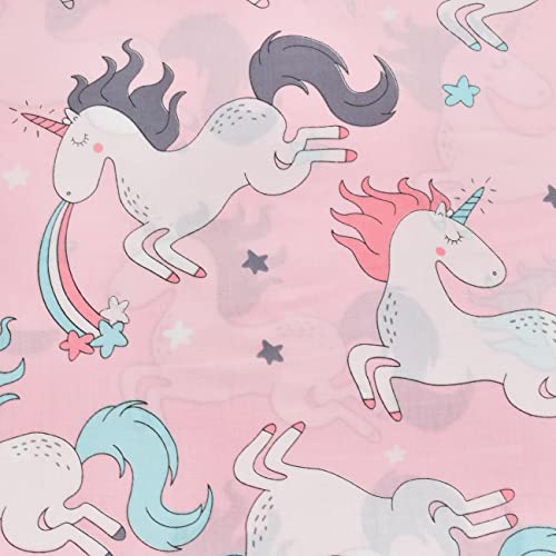 J-Pinno Pink Unicorn 100% Cotton 3 Pieces Cartoon Toddler Sheet Set For Kids Boys Girls, Flat Sheet Fitted Sheet And Pillowcase, Cozy Breathable Unisex Nursery School Crib Bedding Set (Unicorn) #TOP3