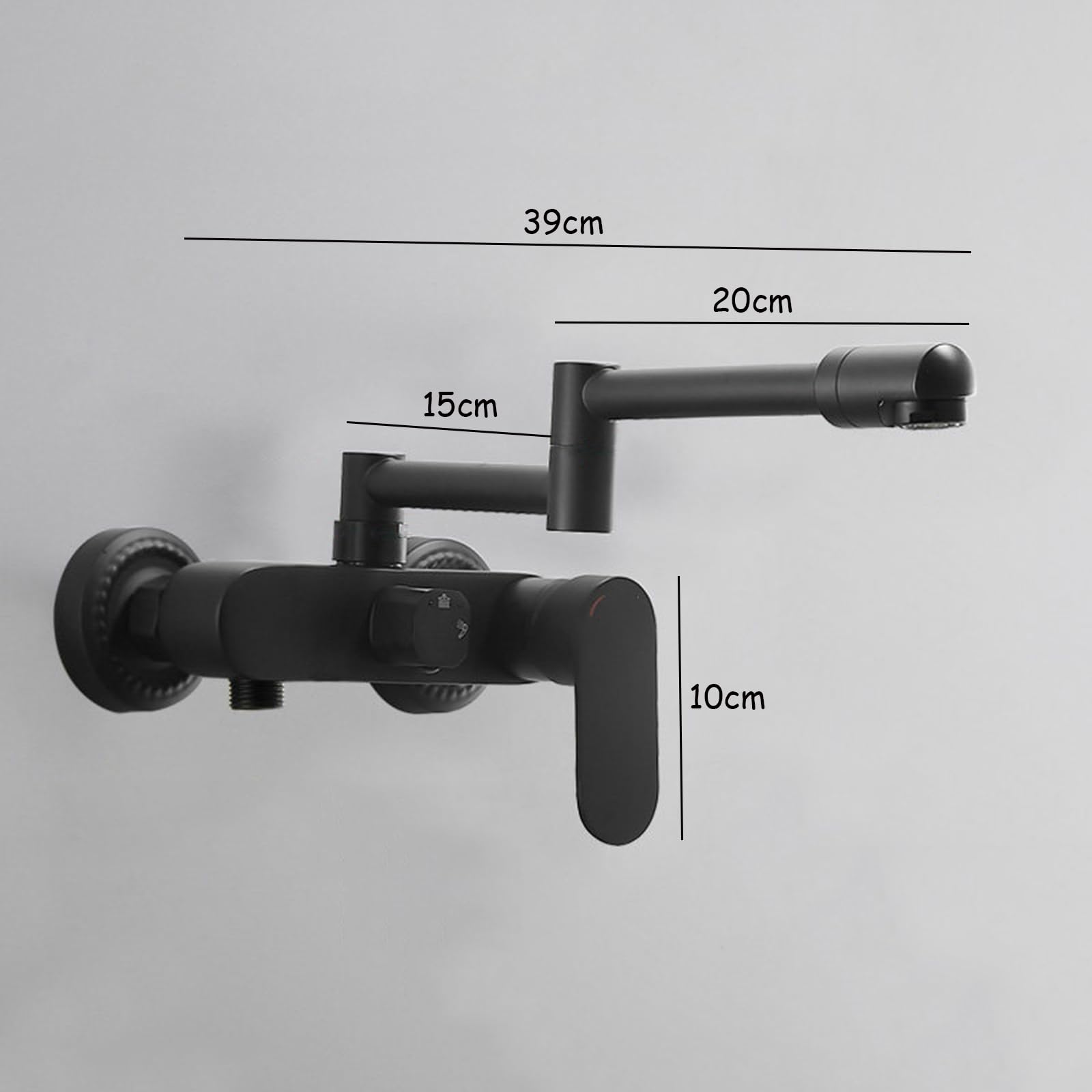 Grifo De Baño Montado En La Pared Grifo Lavadora Doble Salida Plegable Agua Fría Y Caliente Doble Orificio,Negro