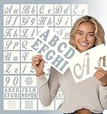 124 Alphabet Numbers & Mandala Stencils Small & Large 2 & 4 Inches Upper Lowercase Arts Crafts Letters Stencil Reusable Template for Calligraphy DIY Painting Wood Wall Fabric Rock Bullet Journal Kit