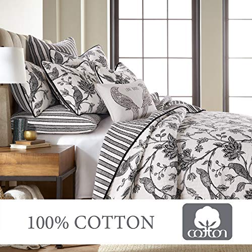 Levtex Home - Tanzie Black Quilt Set - King Quilt + Two King Pillow Shams - Black And White - Quilt (106X92In.) And Pillow Shams (36X20In.) - Reversible - Cotton Fabric #TOP6