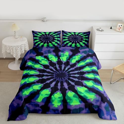 Image of Feelyou Tie Dye Comforter Set Queen Size 3Pcs for Kids Boys Girls