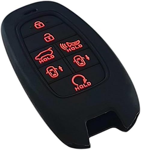 Miniatura 9 de Funda de goma de silicona para llavero compatible con 7 botones 2019-2023 Hyundai Sonata Nexo 2022 Hyundai Tucson 2023 Palisade Santa Fe (negrorosa)