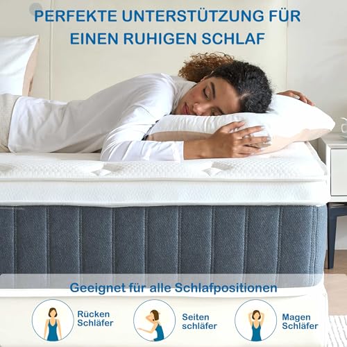 Bednew Matratze 80x200 cm, 31 cm Höhe, H3 Taschenfederkernmatratze – Ansicht 3