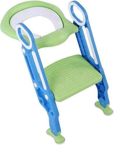 Escalera portátil para silla de inodoro rígida para bebé con altura de escalón, reposabrazos doble y almohadillas antideslizantes para los pies,