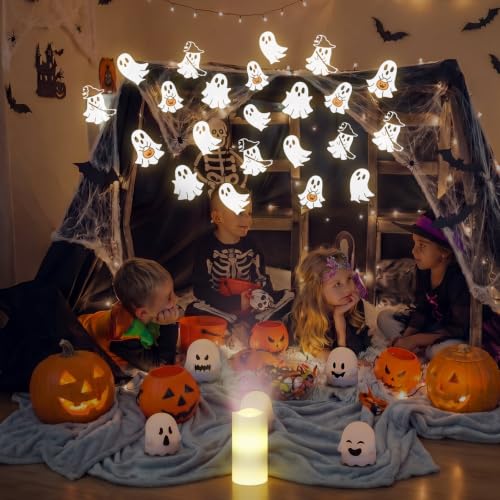 Image of Baquler Halloween Projector Candle Ghost Projector Light Halloween Indoor Decoration Spooky Scary LED Flameless Candle Battery Operated Night Light with Remote Timer Bedroom Home Decor Party Gift