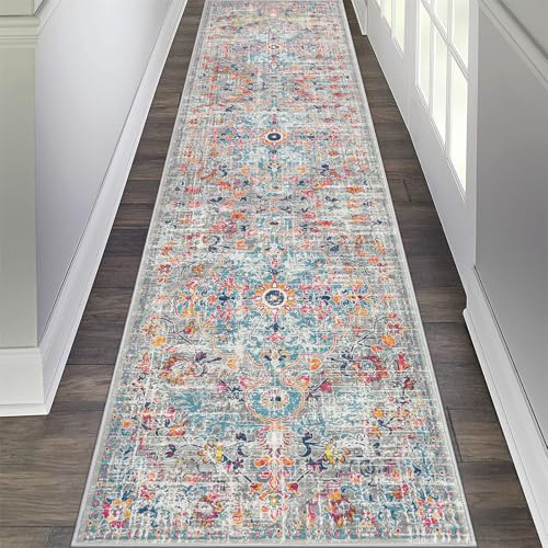 Pauwer Boho Hallway Runner Rug 2x8 Washable Entryway Area Rugs Non Slip Farmhouse Vintage Floor Mat Carpet Runner for Hallways Laundry Room Kitchen Bathroom Bedroom