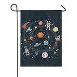 Fahnengröße: 71 x 101 cm Janhe Doppelseitiger Raumfahrt-Astronauten-Raketen-Planeten-Yard-Fahnen-Garten-Flaggen-28x40 Zoll-Innenhaus im Freien
