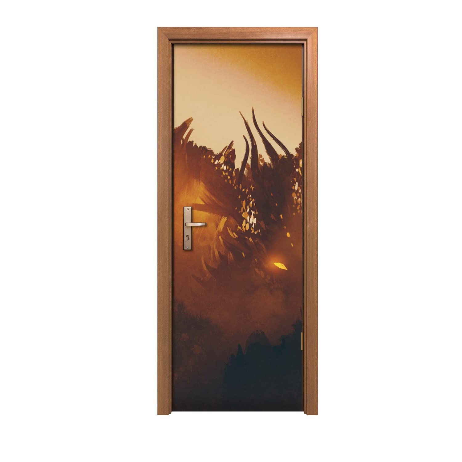 Autocollant de porte 70x200cm dragon fantastique pour décoration murale