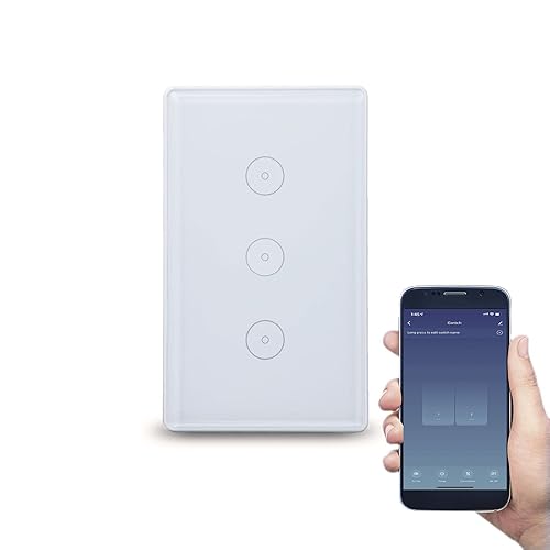 Miniatura 3 de Zigbee - Interruptor de luz de pared táctil inteligente, control de aplicaciónvoz, visión nocturna, requiere puerta de enlace Tuya (blanco, 3 bandas